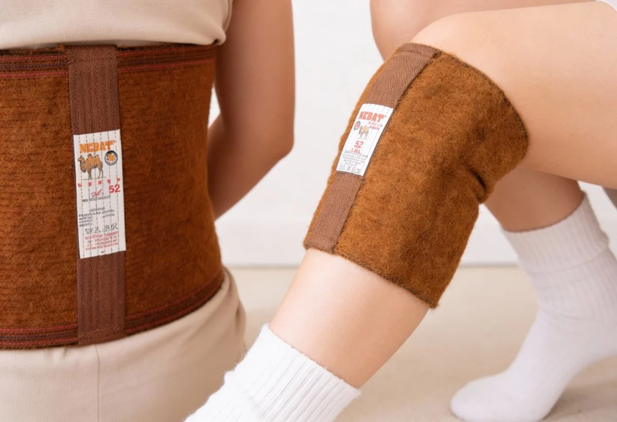 Camel Wool Belt + Camel Wool Knee Support + Wool Socks Set