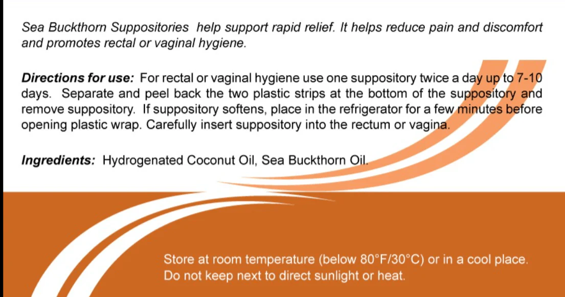 Sea buckthorn oil suppositories (rectal or vaginal) 10 pcs - Image 2